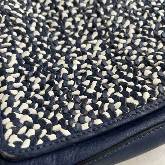 Cole Haan Ziva Woven Blue White Fringe Shoulder Bag Purse - Picture 5 of 10